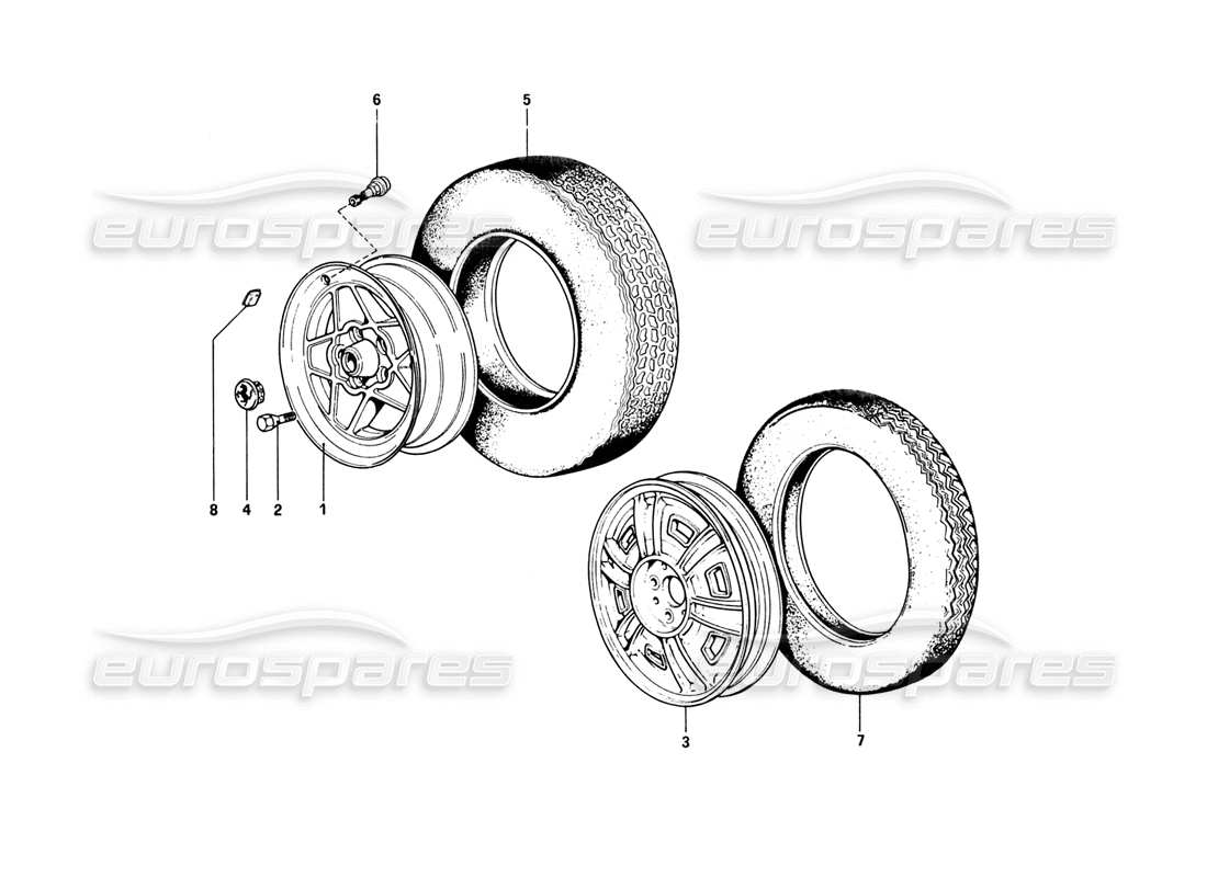 ferrari 308 gtb (1980) ruote diagramma delle parti