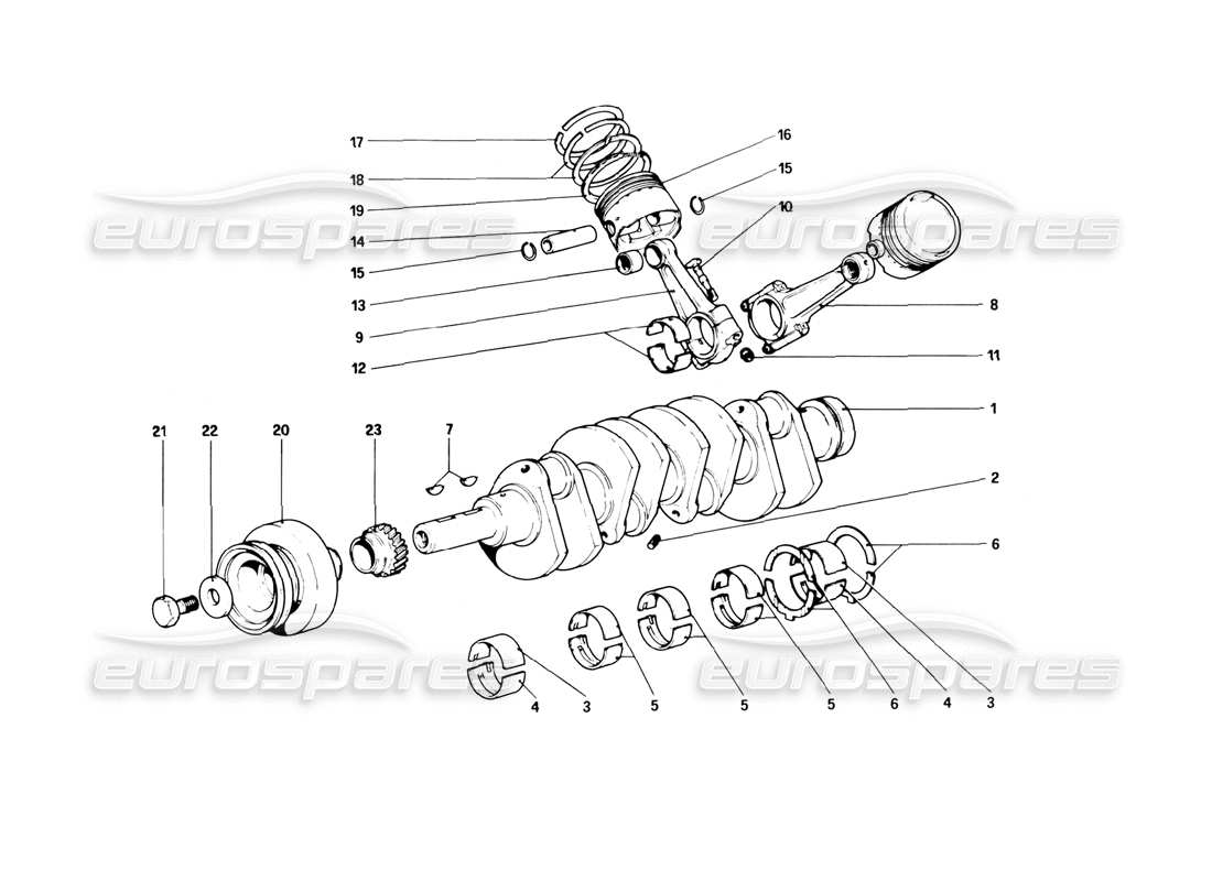 ferrari 308 (1981) gtbi/gtsi albero motore - bielle e pistoni diagramma delle parti