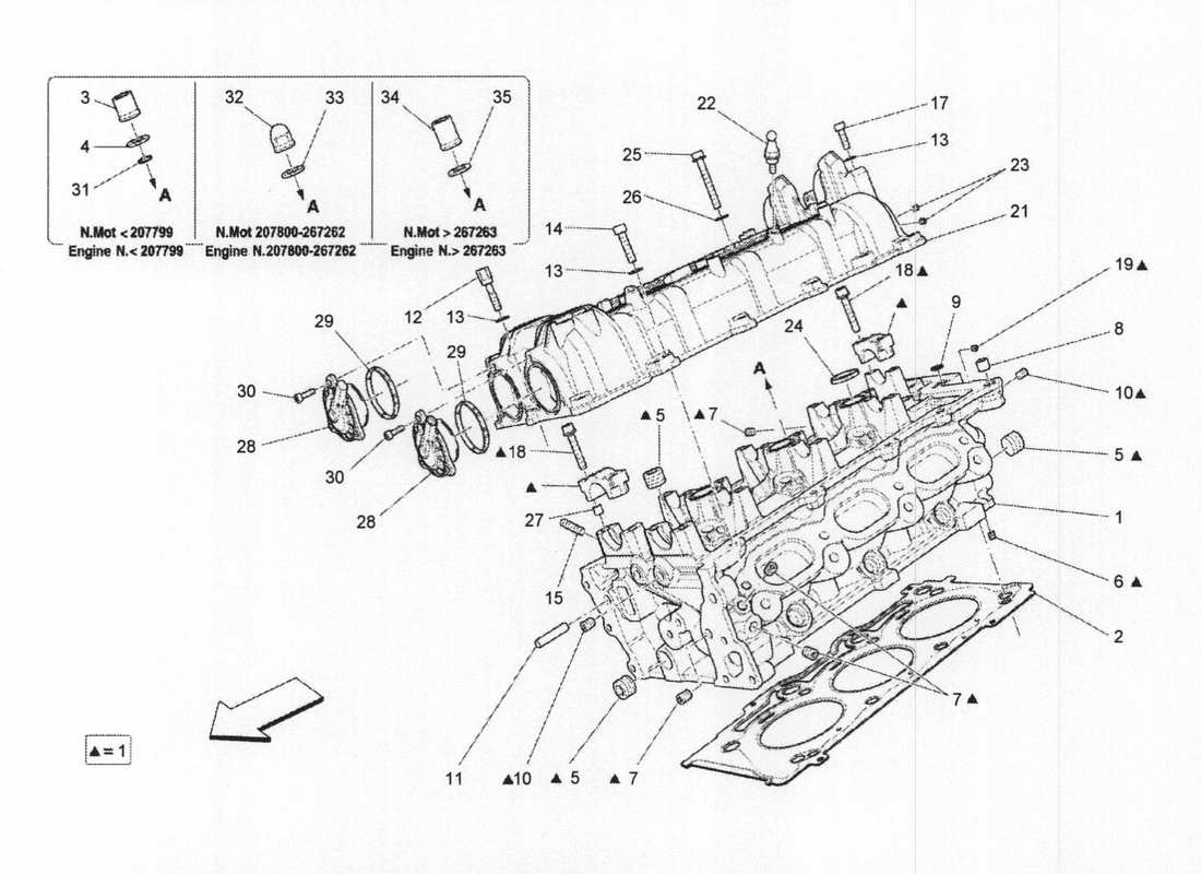 maserati qtp. v6 3.0 bt 410bhp 2wd 2017 schema delle parti della testata destra