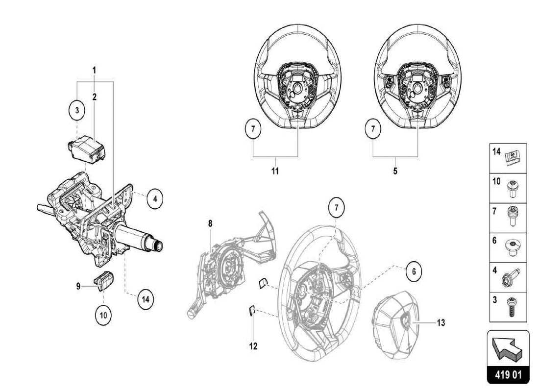 lamborghini centenario spider sistema di sterzatura diagramma delle parti