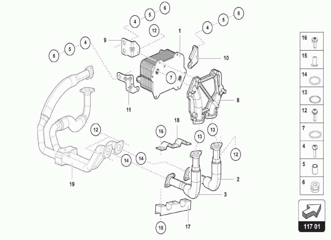 lamborghini centenario spider raffreddatore dell'olio diagramma delle parti