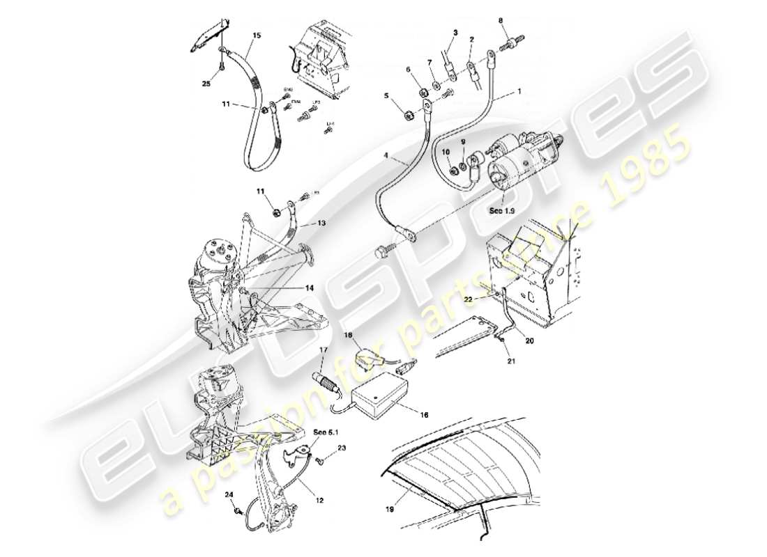 un diagramma delle parti dal catalogo delle parti aston martin vanquish (2007)