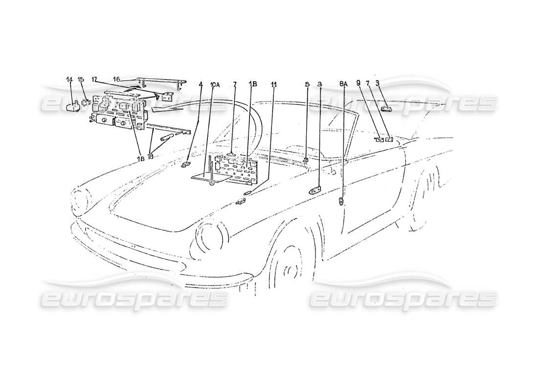 un diagramma delle parti dal catalogo delle parti ferrari 275 (pininfarina coachwork)