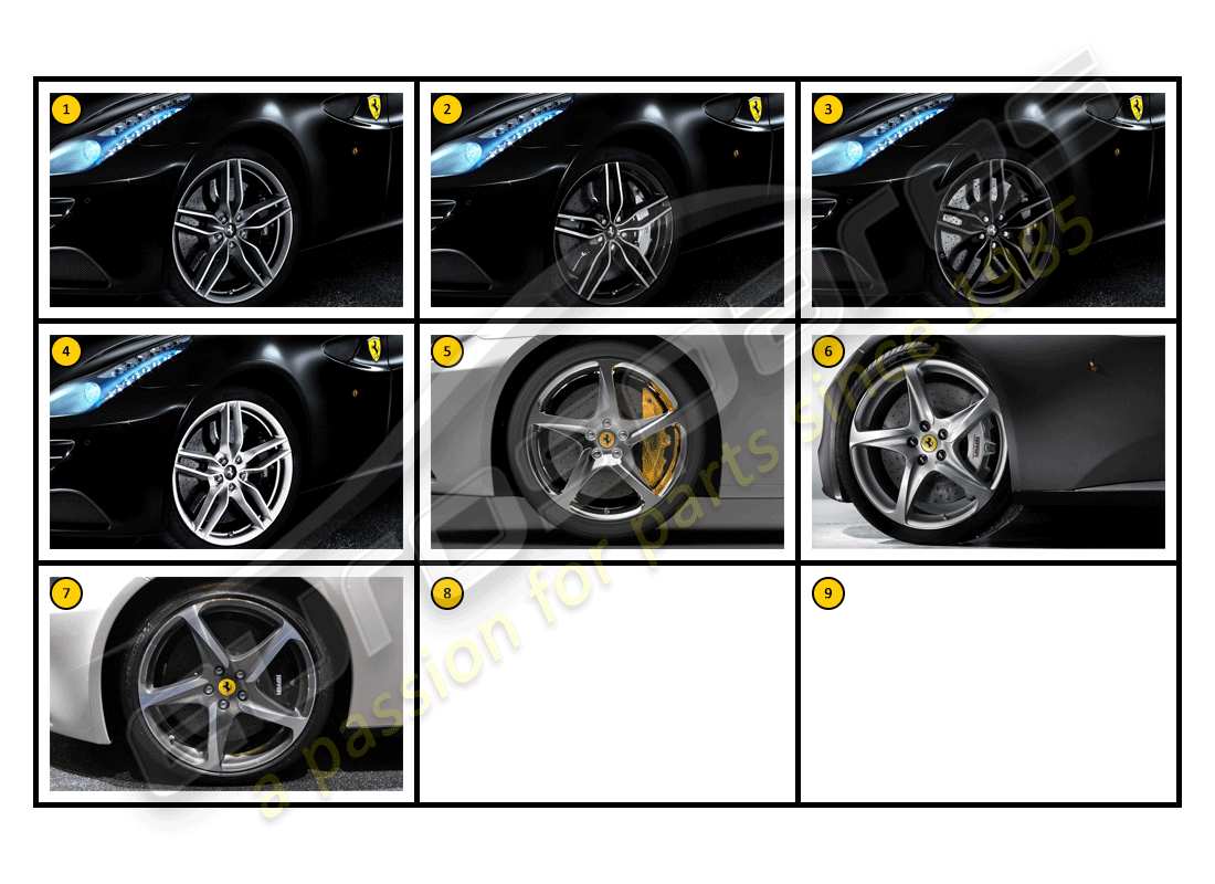 un diagramma delle parti dal catalogo delle parti ferrari ff (accessories)
