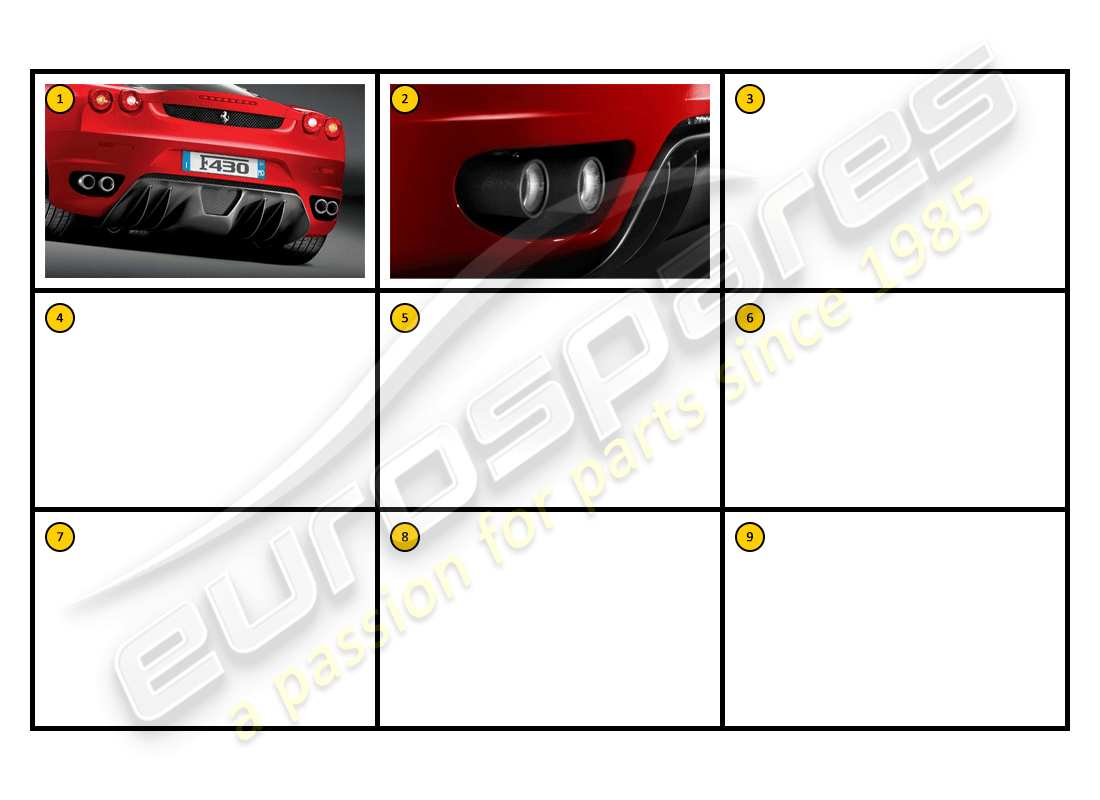 un diagramma delle parti dal catalogo delle parti ferrari f430 spider (accessories)