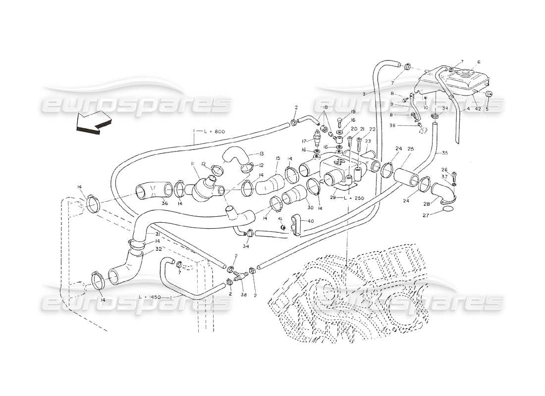un diagramma delle parti dal catalogo delle parti maserati shamal