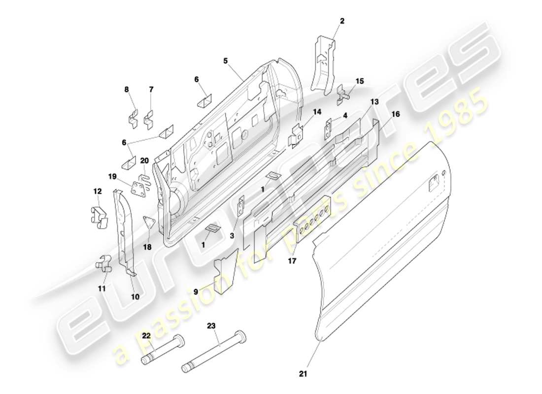 aston martin db7 vantage (2002) diagramma delle parti porte
