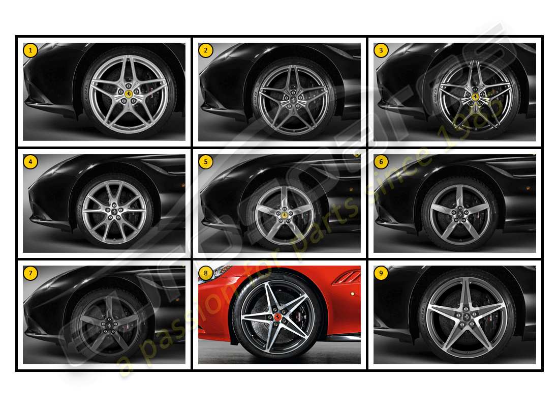 ferrari california (accessories) esterno - ruote diagramma delle parti