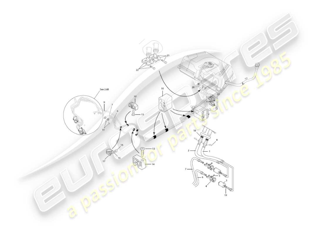 aston martin vanquish (2005) diagramma delle parti dei tubi del carburante