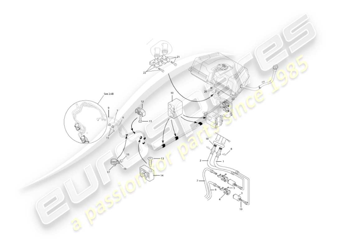 aston martin vanquish (2006) tubo carburante diagramma delle parti