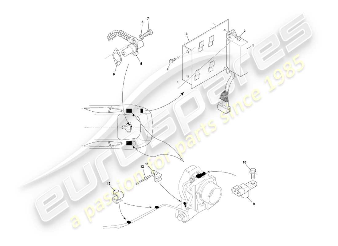 aston martin db7 vantage (2001) diagramma delle parti dei componenti montati posteriormente