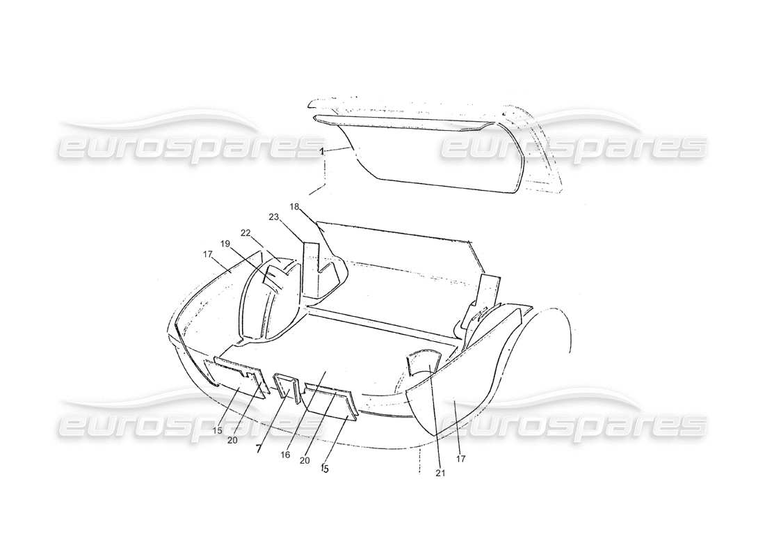 ferrari 275 (pininfarina coachwork) gruppo sportello baule - schema delle parti dei tappeti