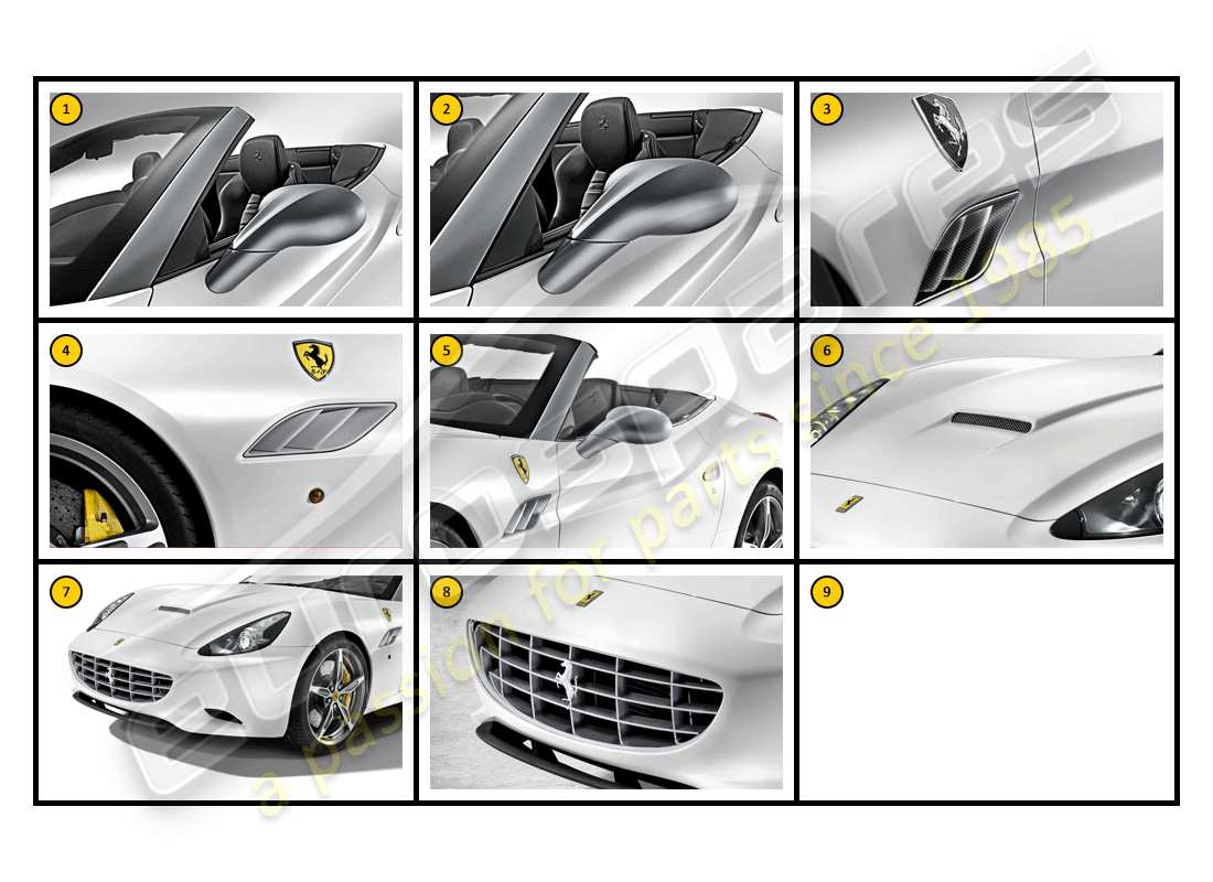 ferrari california (accessories) esterno - carrozzeria diagramma delle parti