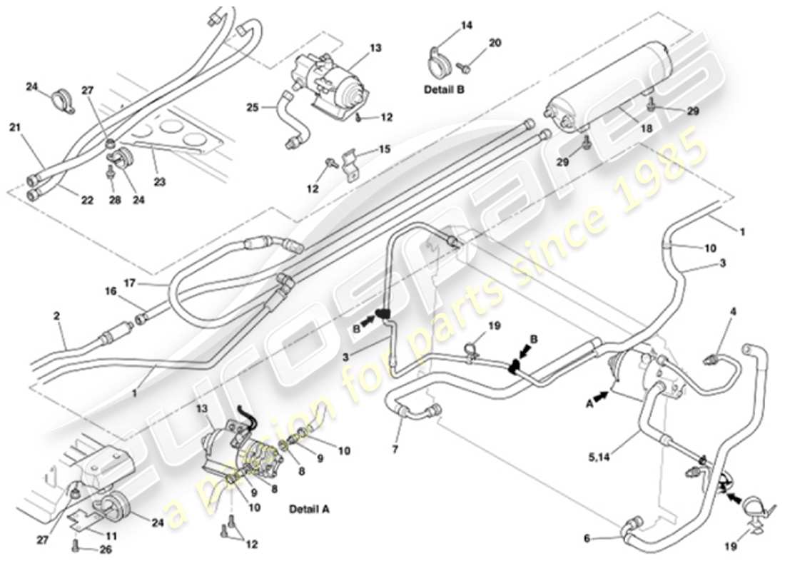 aston martin vanquish (2001) assale di raffreddamento dell'olio diagramma delle parti