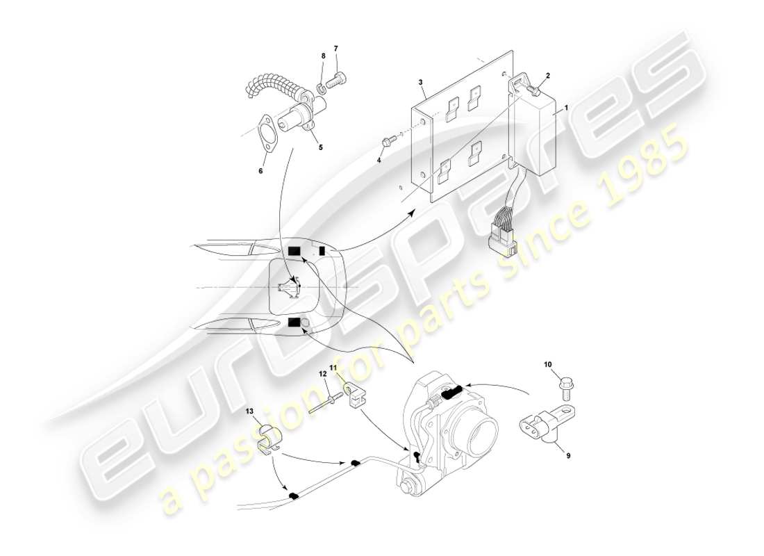 aston martin db7 vantage (2000) diagramma delle parti dei componenti montati posteriormente