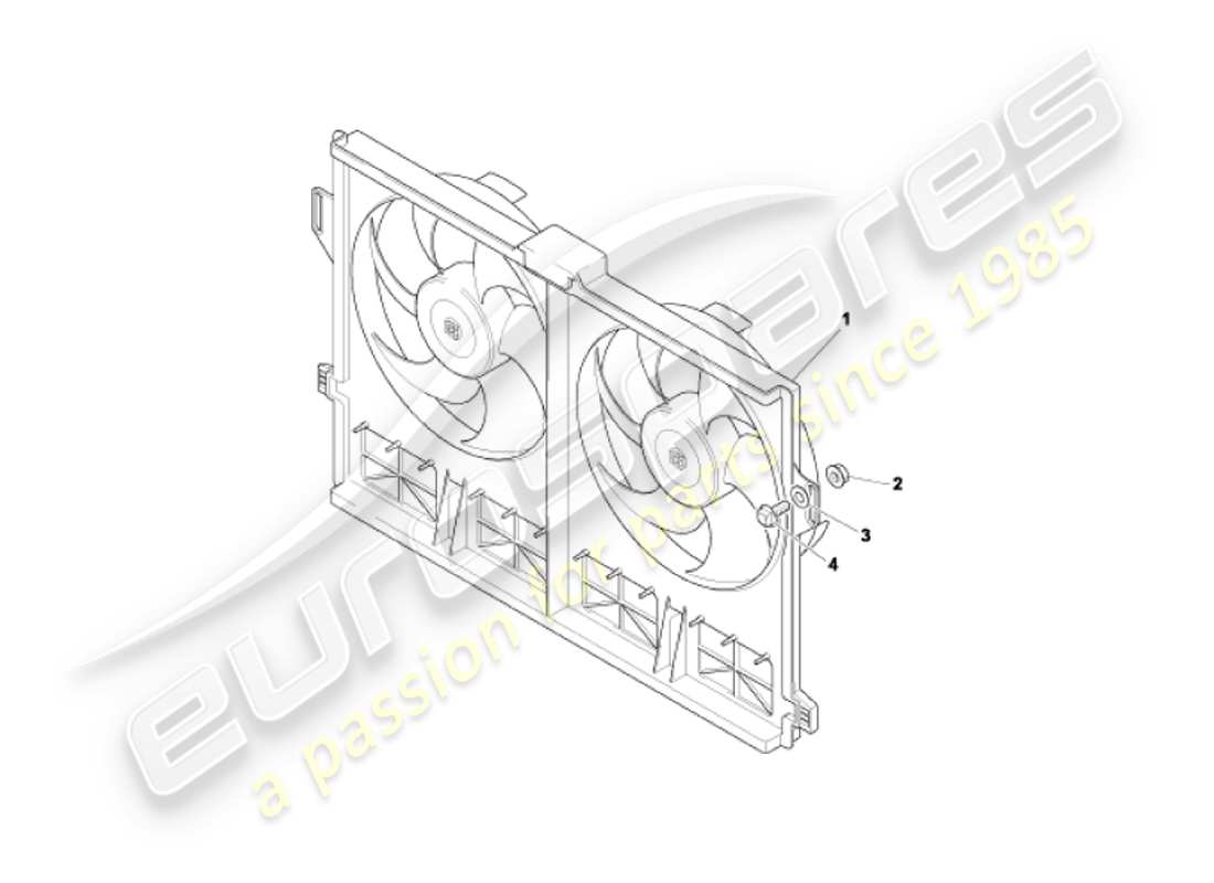 aston martin vanquish (2003) cofano della ventola di raffreddamento diagramma delle parti
