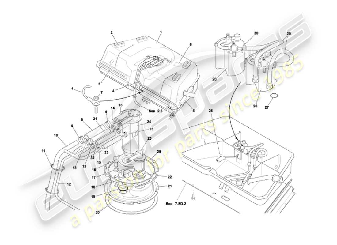 aston martin vanquish (2007) serbatoio di carburante diagramma delle parti
