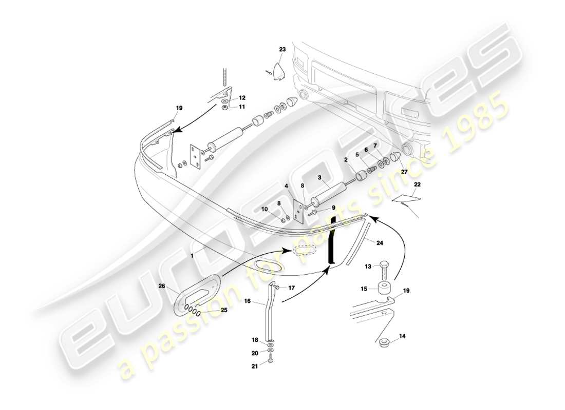 aston martin db7 vantage (2000) paraurti posteriore, diagramma delle parti ea