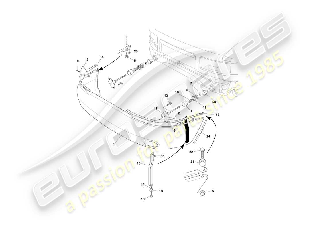 aston martin db7 vantage (2000) paraurti posteriore, diagramma delle parti non ea