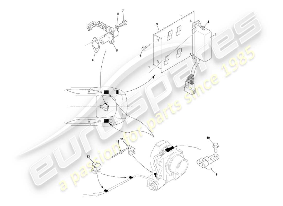 aston martin db7 vantage (2002) diagramma delle parti dei componenti montati posteriormente