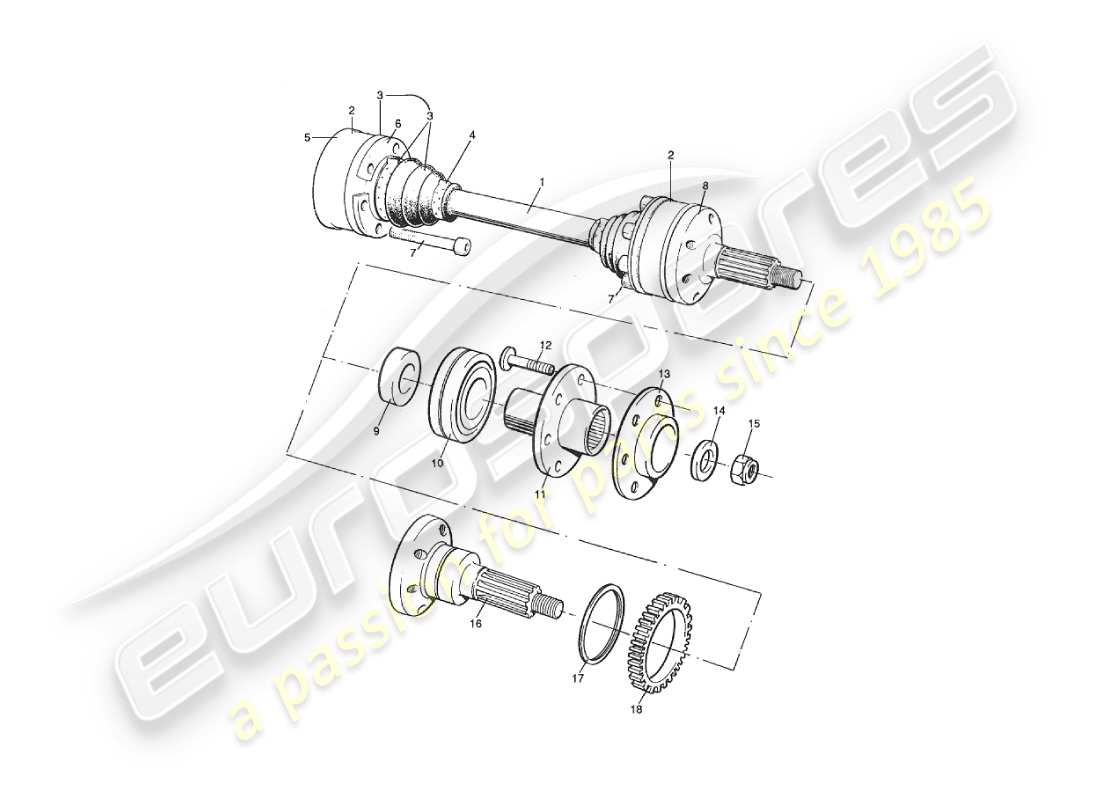 aston martin v8 virage (2000) diagramma delle parti del gruppo albero di trasmissione e mozzo