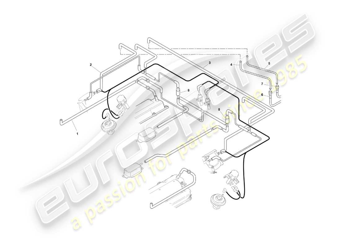 aston martin db7 vantage (2000) sistema di aspirazione, diagramma delle parti del motore