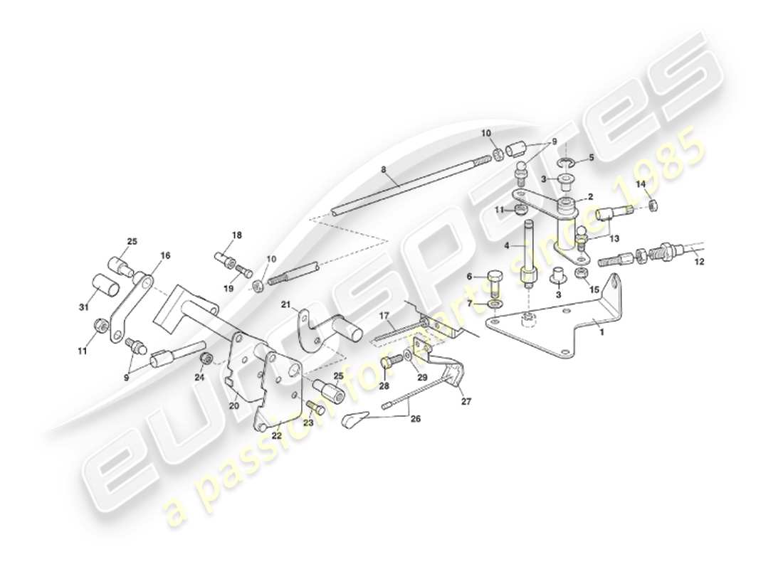 aston martin v8 virage (2000) collegamento e controlli dell'acceleratore, volante, vin 69225 nel diagramma delle parti
