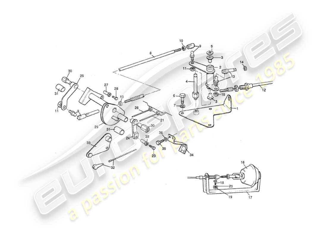 aston martin v8 virage (2000) collegamento e controlli dell'acceleratore, al diagramma delle parti vin 60224