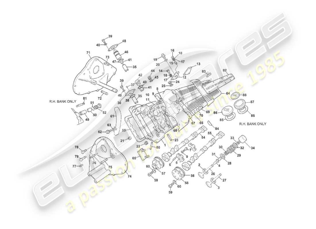 aston martin v8 virage (2000) testata, schema delle parti secondo vin 60224