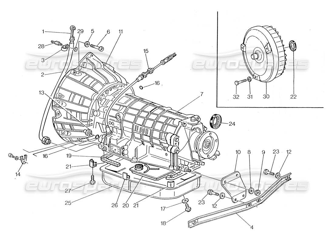 maserati 228 trasmissione automatica - diagramma delle parti convertitore (4 hp).