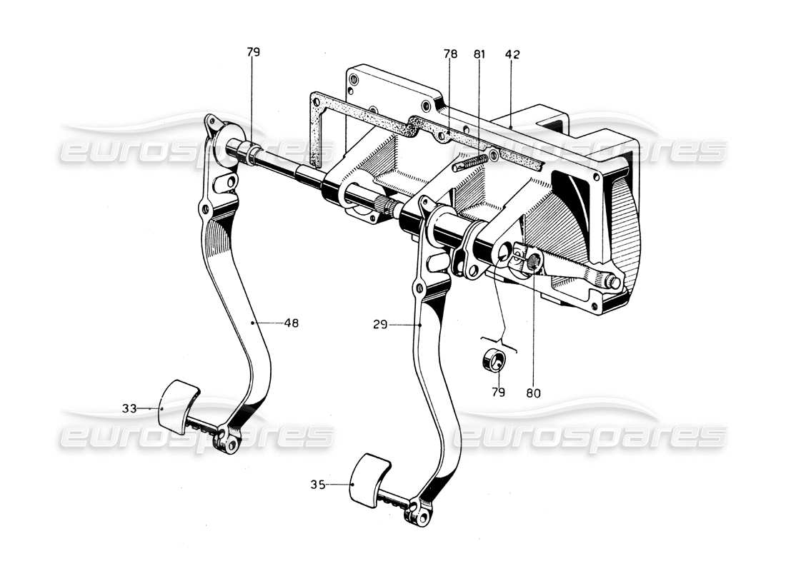 ferrari 275 gtb/gts 2 cam pedaliera - schema delle parti con guida a destra