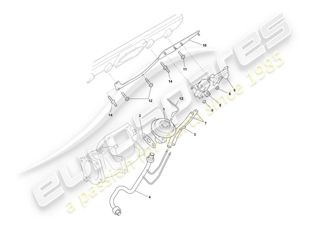 aston martin db7 vantage (1999) diagramma delle parti dei sistemi egr, dpfe ed evr
