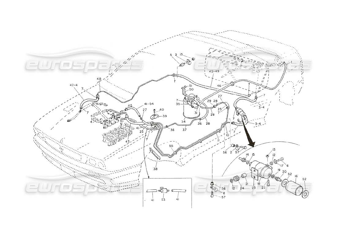 maserati shamal tubi del carburante diagramma delle parti