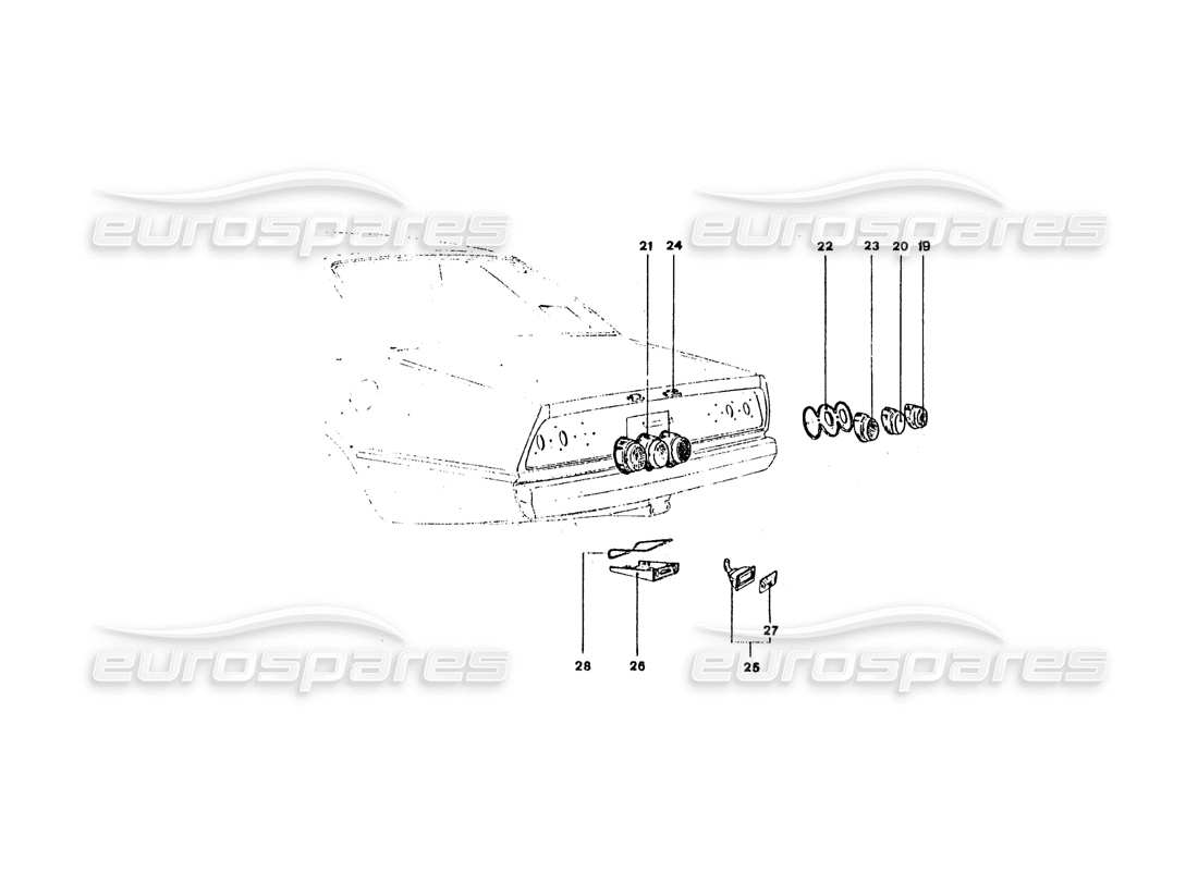 ferrari 365 gt4 2+2 coachwork fanali posteriori schema delle parti