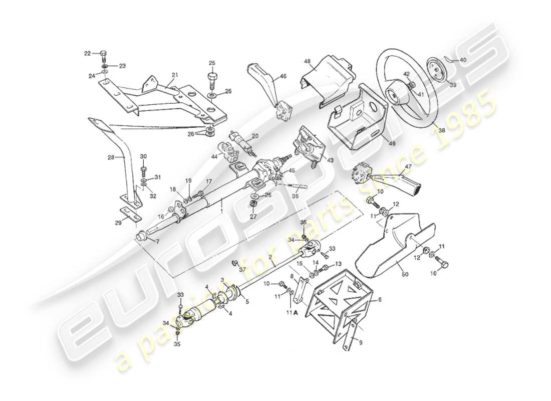 aston martin v8 virage (1999) piantone dello sterzo diagramma delle parti