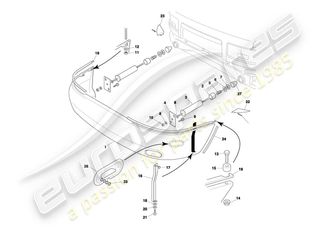 aston martin db7 vantage (2003) paraurti posteriore, diagramma delle parti ea