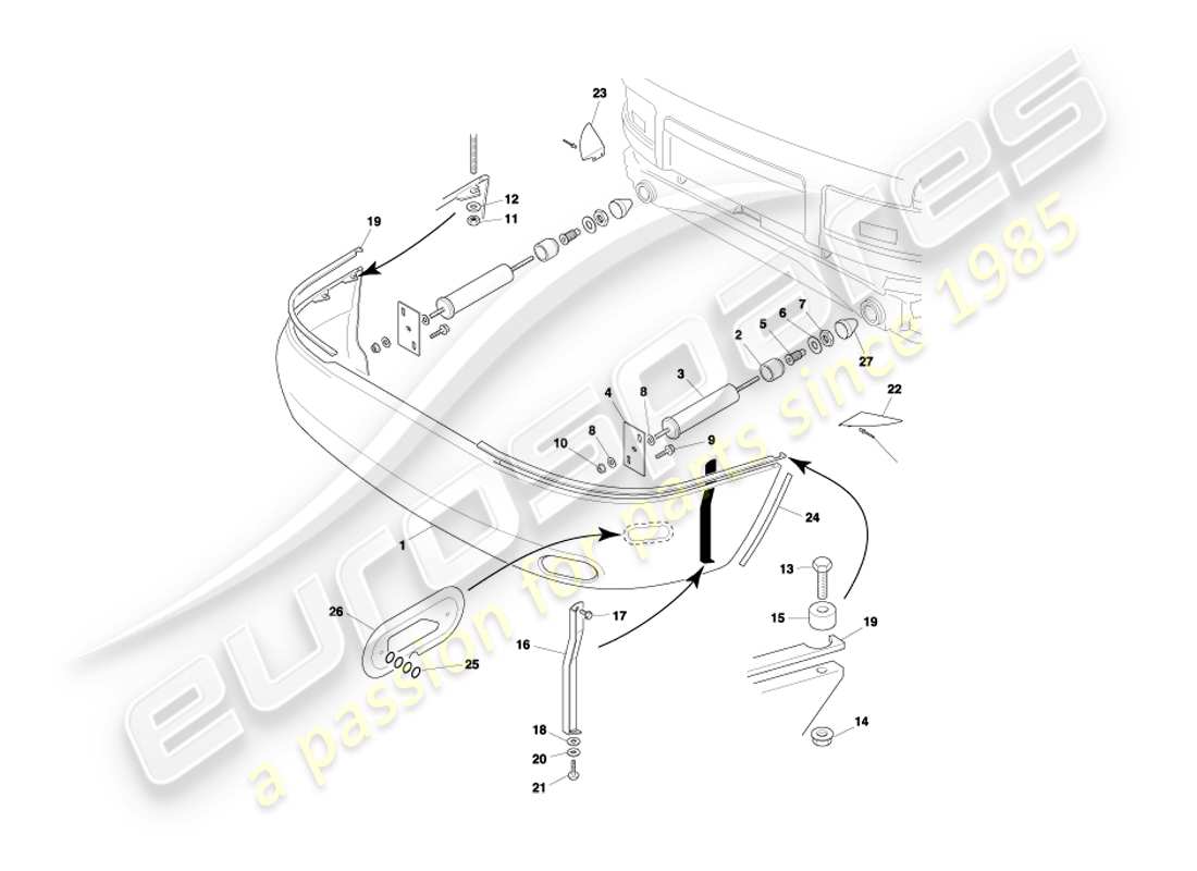 aston martin db7 vantage (2004) diagramma delle parti ea del paraurti posteriore