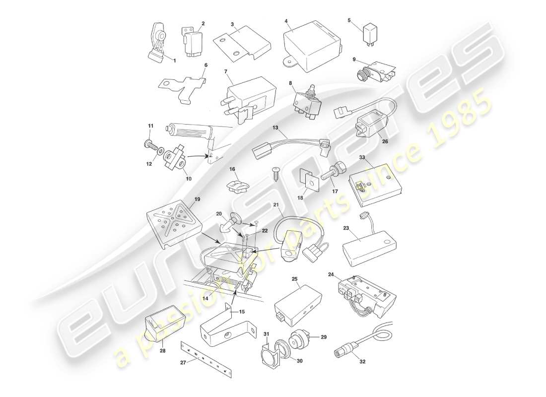 aston martin v8 virage (1999) componenti e diagramma delle parti di cablaggio