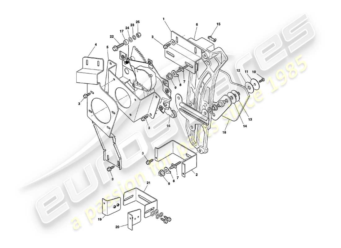 aston martin v8 volante (1997) abbassamento del finestrino posteriore diagramma delle parti