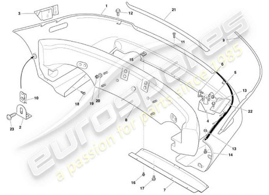 aston martin vanquish (2001) schema delle parti paraurti posteriore