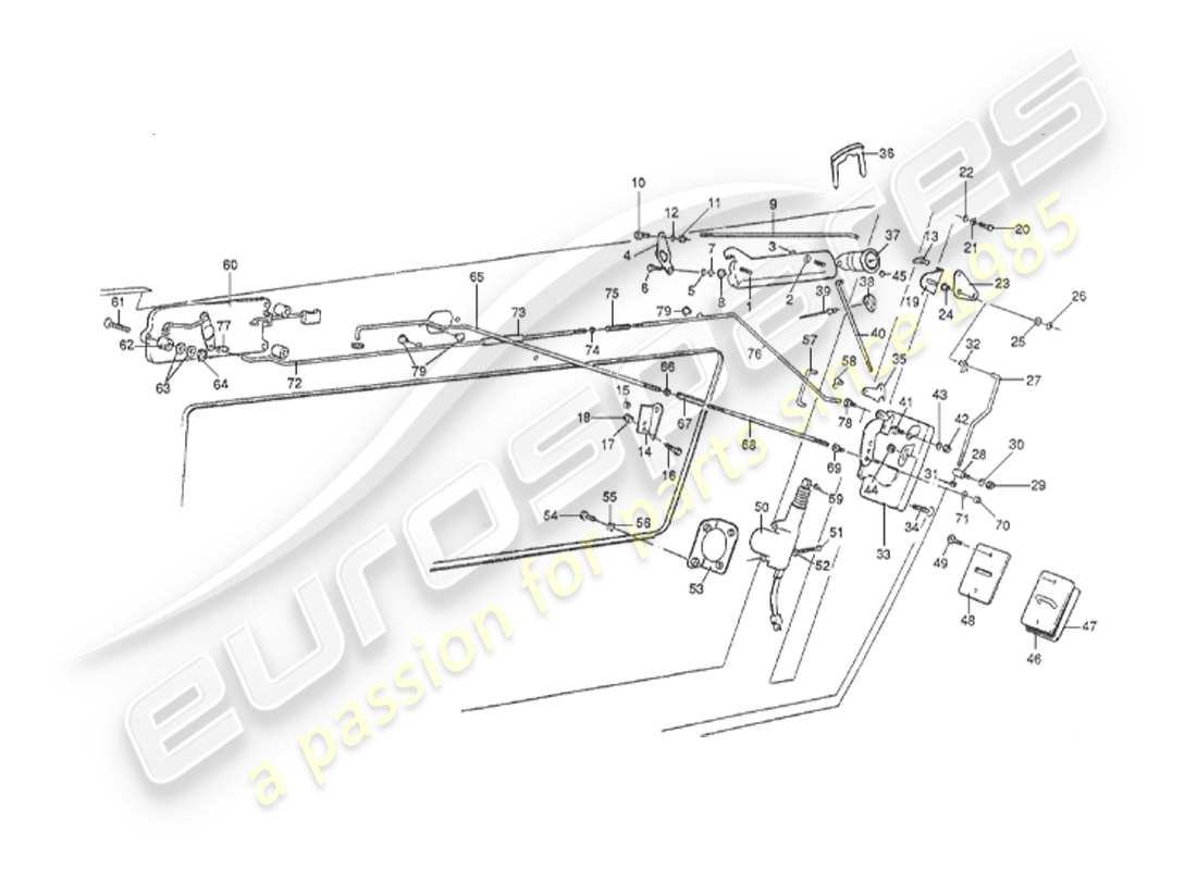 aston martin v8 virage (1999) diagramma delle parti della chiusura della porta