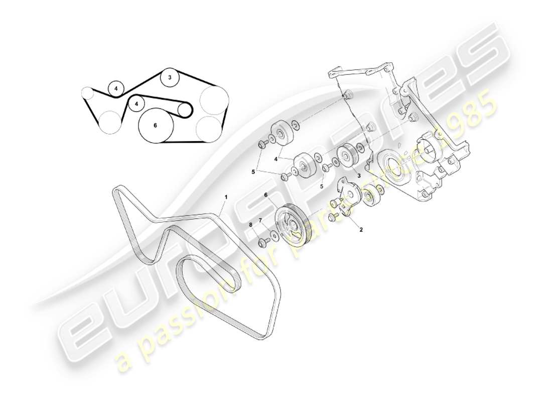 aston martin db7 vantage (2001) diagramma delle parti di cinghie e catene