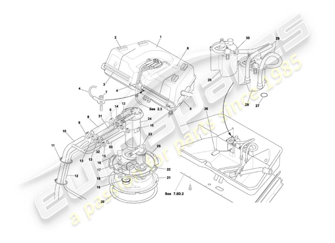 aston martin vanquish (2003) serbatoio di carburante diagramma delle parti