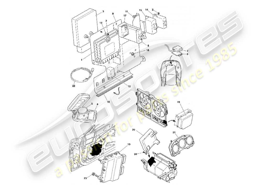 aston martin vanquish (2002) moduli di controllo elettronico diagramma delle parti