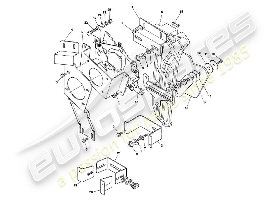 aston martin v8 volante (1998) abbassamento del finestrino posteriore diagramma delle parti