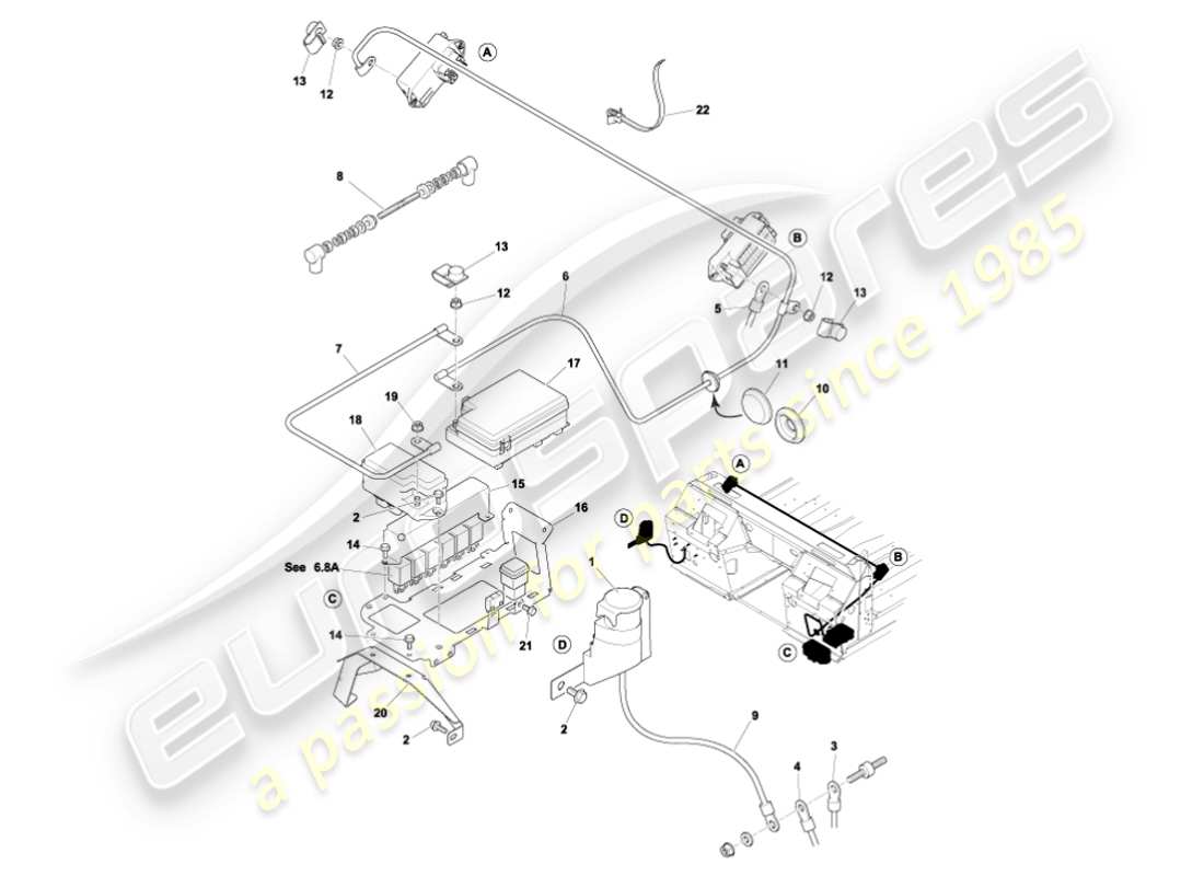 aston martin vanquish (2001) batteria e cavi diagramma delle parti