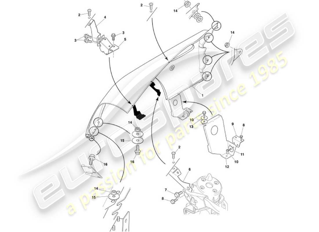 aston martin vanquish (2001) ali anteriori diagramma delle parti