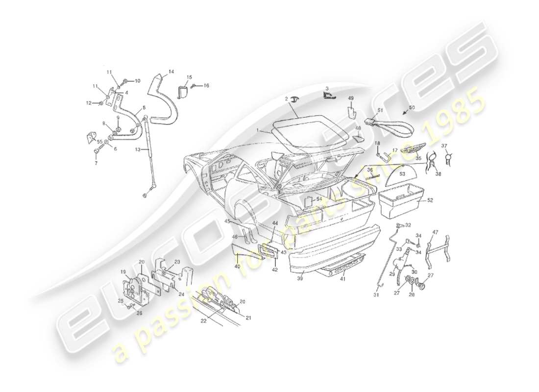 aston martin v8 virage (2000) corpo, diagramma della parte posteriore