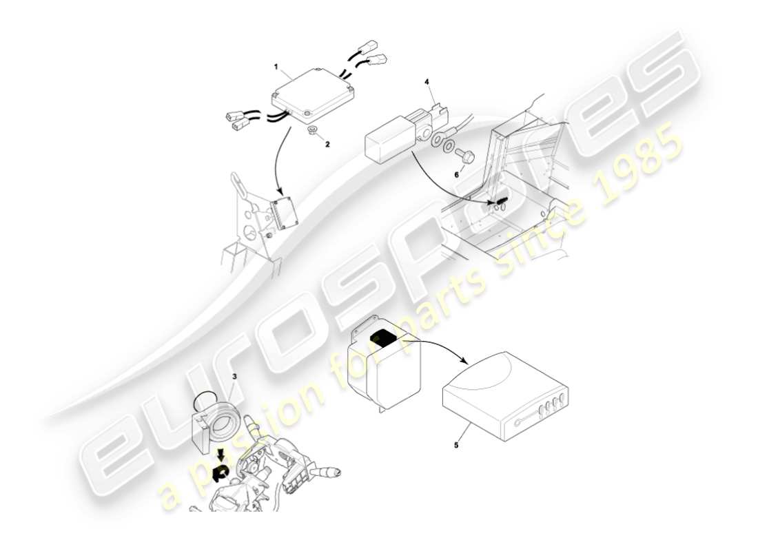 aston martin vanquish (2003) diagramma delle parti dei moduli di controllo elettronico