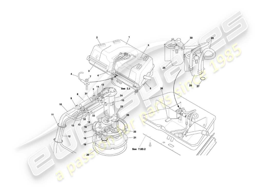 aston martin vanquish (2005) serbatoio di carburante diagramma delle parti